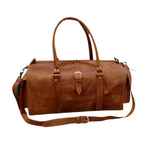 Sac de voyage en cuir véritable pour homme et femme, grande capacité, logo personnalisé, durable et imperméable, pour les voyages, la salle de sport, sac de voyage en cuir - Product Image 6