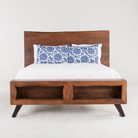 Lit mou de conception moderne de meubles de bord vivant en bois massif d'acacia indien pour la caractéristique se pliante de chambre à coucher