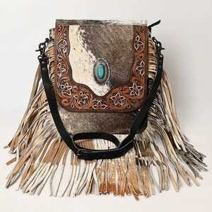 กระเป๋าสะพายข้างหนังวัวแท้สำหรับผู้หญิง ดีไซน์สไตล์วินเทจแบบตะวันตก พร้อมส่ง - Product Image 3