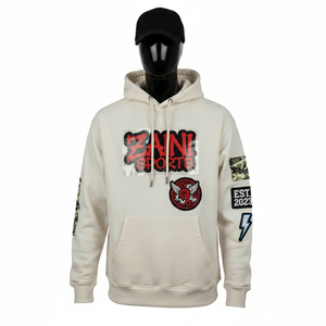 Sweat à capuche pour homme Premium 320 GSM Coton Polyester Polaire Tissu brossé doux Couleur crème Logo personnalisé Sweat-shirts basiques pour homme - Product Image 1
