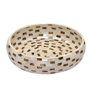 Plateau de service à incrustation de nacre arabe Ramadan, plateau de service à pâtisserie pour dessert, plateau de service décoratif en mosaïque Capiz - Product Image 2