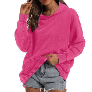 2024 nueva llegada Jersey lavado con ácido para mujer Sudadera con capucha transpirable sostenible logotipo personalizado invierno servicio OEM para otoño - Product Image 4