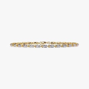 Bracelet de tennis classique en diamants de laboratoire ronds en or jaune 14 carats également, en or rose et argent - Product Image 2