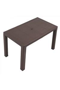 Juego de comedor moderno para patio y jardín al aire libre, mesa de ratán de plástico marrón oscuro para 4 personas, sillas sin brazos de 70x120 cm, clima duradero - Product Image 2