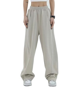 Vente en gros de pantalons de survêtement baggy pour femmes, coupe ample, taille élastique, vêtements de détente en polaire, pantalons de survêtement surdimensionnés personnalisés pour femmes - Product Image 1