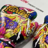 Guantes de Boxeo Fairtex, Totalmente Personalizados, Nuevo Diseño Impreso, Profesionales de Muay Thai, Cuero Genuino de Vaca, Acolchado Multicapa