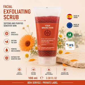 Gommage Visage à la Calendula et à la Camomille Marque Privée 100ml OEM |   Nettoyant exfoliant pour le visage naturel et végétalien |   Espagne UE - Product Image 1