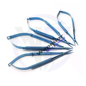 Portaagujas Quirúrgico Oftálmico de Titanio Azul, Sin Bloqueo, de Acero Inoxidable, Manual, Proveedor Wenquar - Product Image 1