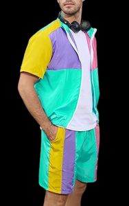 Conjunto corto cortavientos de manga larga personalizado para hombre, nailon con bloqueo de Color para deportes al aire libre, correr, talla grande, cierre de cremallera, Verano - Product Image 6