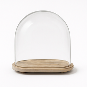 Cloche en verre décorative pour la maison avec base en bois Bougies parfumées Couvercle en forme de dôme Pot décoratif de table élégant - Product Image 1