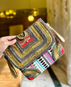 Bolso de noche hecho a mano Banjara tela con bordado trabajo artesanía de lujo a precio mayorista - Product Image 5