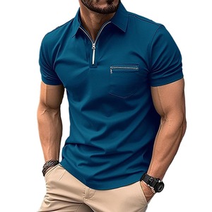 SIBRIN Factory Made Premium Quality Zipper Polo T-Shirt Logotipo personalizado Unisex Manga corta Golf Athletic Casual Camiseta con cuello - Product Image 1