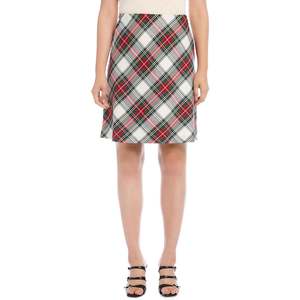Karen Kane Empire Waist Plaid Pencil <b>Skirt</b> Comfortable Satin Spandex Midi Bias Cut <b>Patchwork</b> Print Multi-Size Large for Winter - Product Image 1