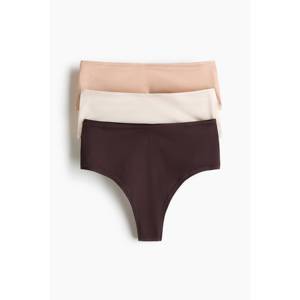 3 paires de strings brésiliens mi-taille en microfibre, style basique - Product Image 1