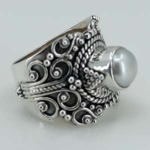 Bague en argent sterling 925 faite à la main, style bohème, pierre de naissance de juin, perle d'eau douce, cadeau idéal pour son anniversaire ou son anniversaire de mariage - Product Image 2