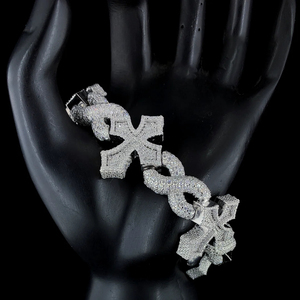 สร้อยข้อมือเงินแท้ 925 ประดับเพชรโมอิสซาไนต์ทรงกากบาท สไตล์ฮิปฮอป สำหรับผู้ชาย พร้อมใบรับรอง GRA - Product Image 3