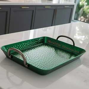 Plateau de service rectangulaire de couleur verte plateau martelé Design moderne hôtel Restaurant mariage maison plateaux de chocolat décoratifs - Product Image 4