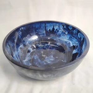 Juego de tazones para servir sin recubrimiento desechables ecológicos de resina azul, regalo de negocios de estilo americano, ensalada para el hogar, diseño creativo hecho a mano - Product Image 1