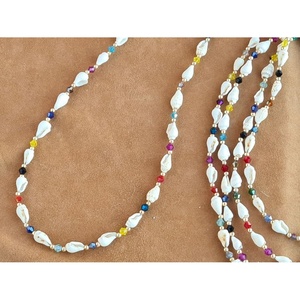 Trendy Gold Plated Beaded <b>Necklace</b> with Vibrant <b>Beads</b> and Unique Shell Accents for Resale - Product Image 1