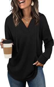 <b>Women</b> Trendy Fall Fashion 2025 <b>V</b> <b>Neck</b> Oversized <b>Sweatshirt</b> Plus Size heavy weight hoodies french terry - Product Image 3