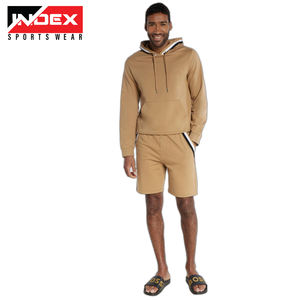 Hombres personalizado de dos piezas sólido elástico cintura francés Terry algodón Oversize Sudadera con capucha y pantalones cortos conjuntos de secado rápido de peso medio - Product Image 5