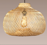 2023 rotin osier rond bambou rotin lustre suspension lumière suspendue Led plafonnier salle à manger salon lustre