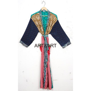 Phụ nữ cổ điển mặc kimono bên bãi biển mặc mùa hè Nhật Bản lụa chắp vá Mặc Áo Choàng Phù Dâu Ấn Độ lụa Sari Bikini <span class=keywords><strong>cvoer</strong></span> - Product Image 2