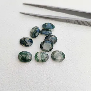 Luxury Stone Quality Natural Green Moss Agate 8x10mm Faceted Oval Cut Calibrated Wholesale Loose Gemstones For Jewelry Making