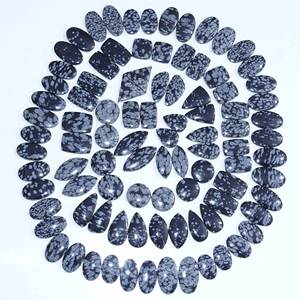 Haute qualité naturel flocon de neige obsidienne Quartz Cabochon paire en vrac pour la fabrication de bijoux inde prix de gros de haute qualité - Product Image 6