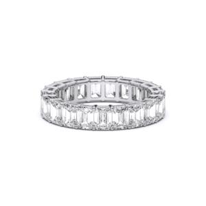 5.00 Carat F-G/VS Lab Grown Emerald Cut Diamond Eternity <b>Band</b> <b>Ring</b> in 925 Sterling Silver for Unisex Wedding & Engagement - Product Image 1