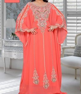 Caftan marocain musulman traditionnel décontracté grande taille longueur cheville manches longues broderie à la main perles de pierre Polyester femmes nouveau - Product Image 1