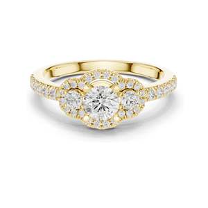 Bague halo en diamant de laboratoire rond brillant de 0,95 carat pour femme, clarté VVS-VS EF, or 18 carats, 14 carats, 10 carats et argent 925, rose - Product Image 2