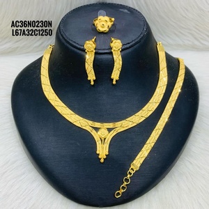 Latest Collection Women's 24K Gold Plated Flower Design Classic Charm Necklace Set for <b>Bridal</b> Occasions - Product Image 1