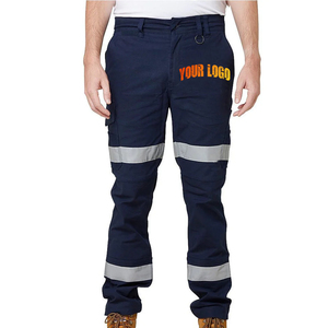 Vêtements de travail d'hiver haute visibilité Pantalons de travail européens LED Flash Imperméable Réfléchissant Sécurité Coton/Polyester Denim Cargo pour - Product Image 3