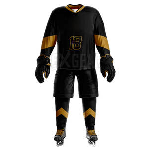 Meilleur prix ensemble de maillots de hockey sur glace pour hommes avec pantalons assortis tissu respirant léger et durable à vendre - Product Image 4