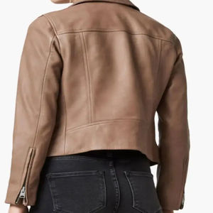แจ็กเก็ตหนังวัวสั้นสำหรับผู้หญิงกันลมและระบายอากาศได้ดี2024ออกแบบได้ตามที่ต้องการ - Product Image 4