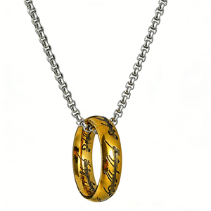 Collier vintage avec pendentif cercle mystérieux gravé de runes, en acier inoxydable plaqué or véritable 18 carats, longue chaîne pour pull - Product Image 6