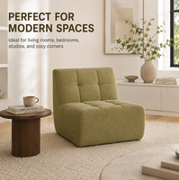 Fauteuil lounge moderne trois places en tissu doux capitonné, design minimaliste, fauteuil d'appoint confortable, modulaire en forme de L pour hôtel