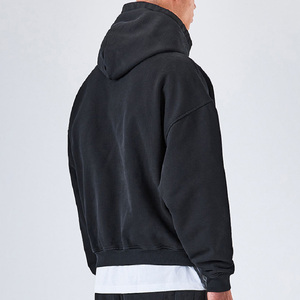 เสื้อมีฮู้ดผ้าฝ้าย100% วินเทจสำหรับผู้ชายไซส์ใหญ่พิเศษรุ่นหนาทำจากผ้าเฟรนช์เทอร์รี่สำหรับฤดูหนาว - Product Image 4