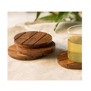 Sous-verres en bois décoratifs élégants Sous-verres en pierre en bois élégants par l'artisanat du croissant - Product Image 2