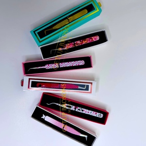 High Quality GETUP BROSONS IMPEX GBI-EET 90/curve/isolation Stainless Steel <b>Silver</b>/Red/Gold Colors Smooth Eyelash Tweezers - Product Image 2