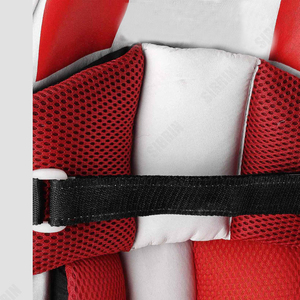 Protège-tibias de cricket personnalisés légers en fibre de bambou, écologiques, durables, avec rembourrage interne en maille rouge et blanc uni, personnalisables - Product Image 6