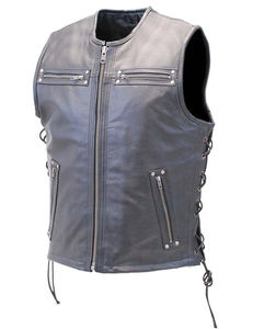 Gilet de moto en cuir de haute qualité pour homme, gilet d'hiver en cuir pour l'extérieur, gilets de moto personnalisés, prix abordable, OEM - Product Image 4