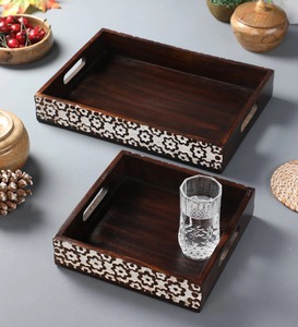 <b>Rustic</b> Wooden Serving Tray Natural <b>Wood</b> Dining Tray - Product Image 5
