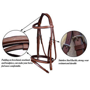 Brida para Caballo de Microfibra Inglesa con Riendas Individuales, Ligera, Ajustable, con Cabezada Acolchada, Ajuste Cómodo para Entrenamiento Diario - Product Image 3