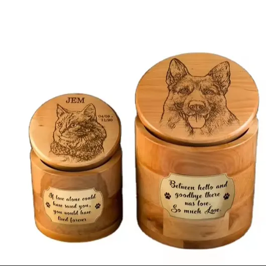 Holz-Haustier-Urne für Aschen Hund Katze Schachtel personalisierter Kremationsbehälter graviert maßgeschneidert klein mittleres große