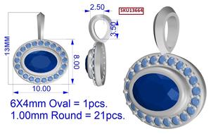 Colgante de Plata de Ley Chapado en Oro con Circonita Cúbica Ovalada de 13 mm con Engaste de Bisel para Regalo - Product Image 6