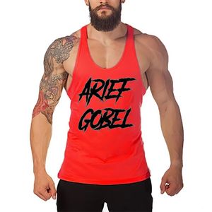 2025 Stringer hommes décontracté Fitness gilet coton Y-Back Gym maillot de corps pour musculation et entraînement 'Art' Style de police - Product Image 5