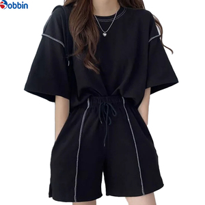 Conjunto de 2 Piezas de Color Sólido Personalizado para Mujer, Camisetas de Moda de Verano, Pantalones Cortos Anchos, Conjuntos Casuales, Chándal de Color Sólido - Product Image 6