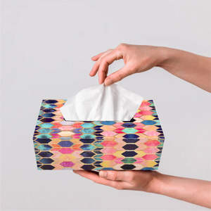 Boîte de support de papier de soie en bois MDF or imprimé avec finition brillante pour la maison ou le bureau - Product Image 4